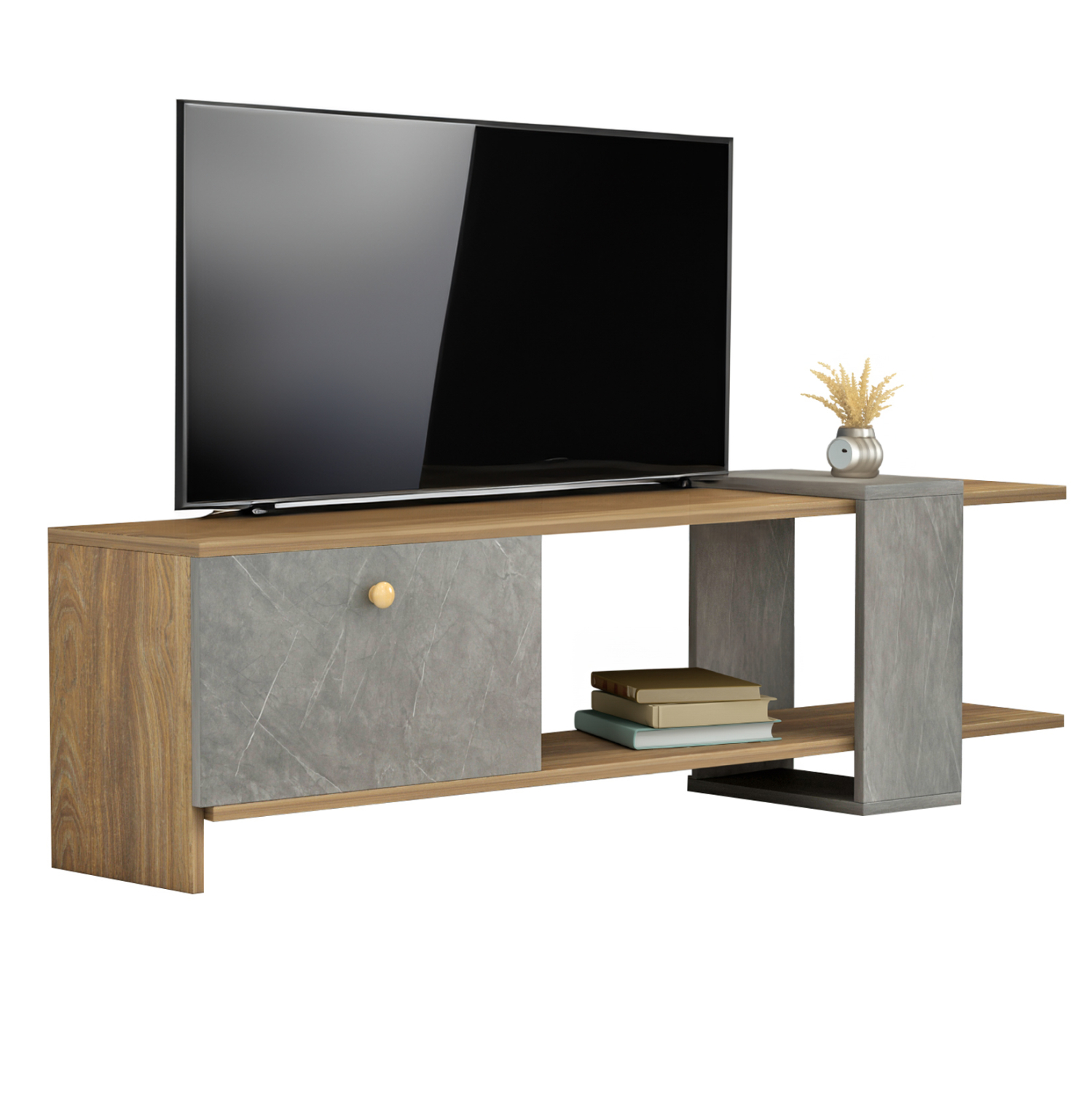 epiplo-tileorasis-fb9890013-melamini-fys ΕΠΙΠΛΟ ΤΗΛΕΟΡΑΣΗΣ HENRIETTE HM8900.13 ΜΕΛΑΜΙΝΗ ΚΑΡΥΔΙ-STONE TEXTURE 120x28,5x39Υεκ. - Image 1