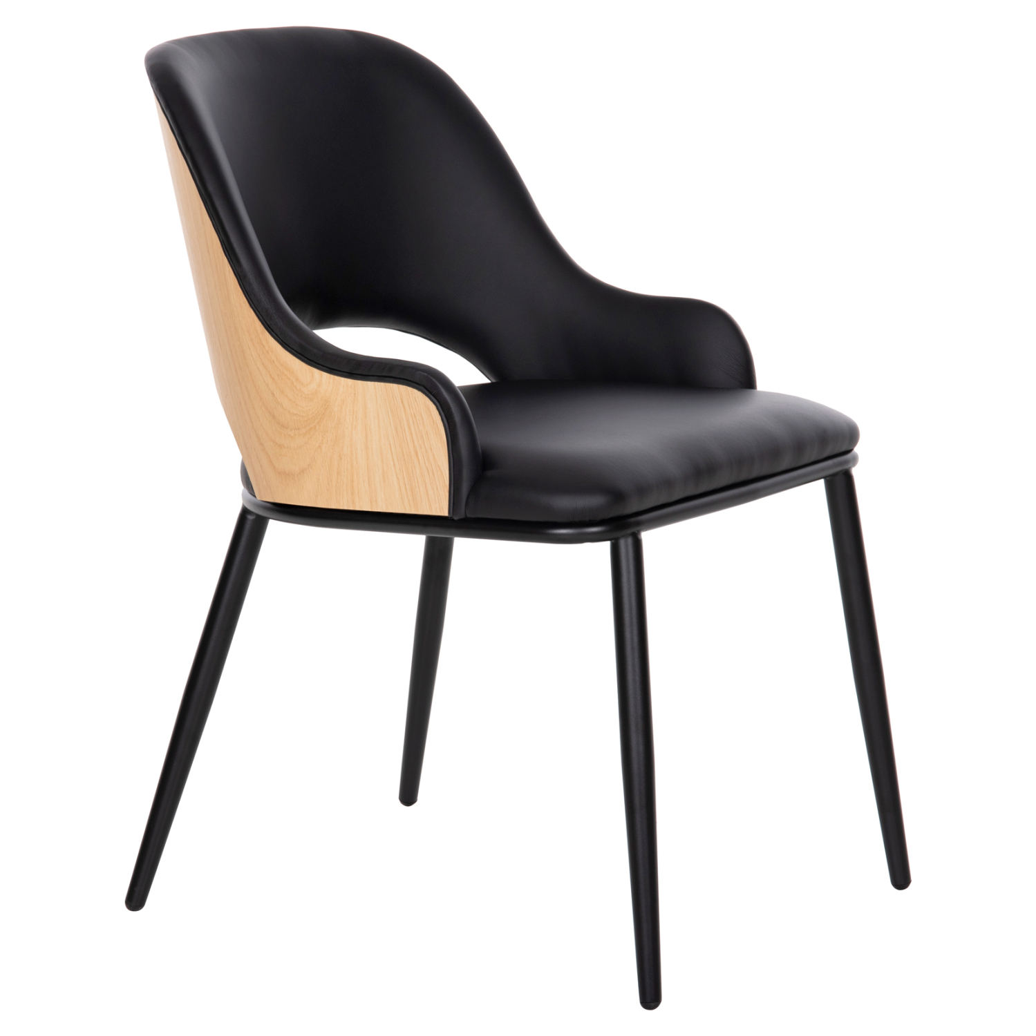 karekla-fb9961701-pu-mayro-mayra-metal-p ΚΑΡΕΚΛΑ DELF HM9617.01 PU ΜΑΥΡΟ-ΜΑΥΡΑ ΜΕΤΑΛ. ΠΟΔΙΑ-ΞΥΛΙΝΗ ΠΛΑΤΗ ΦΥΣΙΚΟ 48x55x76Υεκ. - Image 1