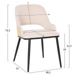 ΚΑΡΕΚΛΑ DELF HM9617.02 ΜΠΕΖ ΥΦΑΣΜΑ-ΜΑΥΡΑ ΜΕΤΑΛ. ΠΟΔΙΑ-ΞΥΛΙΝΗ ΠΛΑΤΗ ΟΑΚ 48x55x76Υ - Image 2