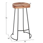 ΣΚΑΜΠΟ BAR ELEANOR HM8363.11 ΜΑΣΙΦ ΞΥΛΟ ΑΚΑΚΙΑΣ-ΜΕΤΑΛΛΟ 50x43x78Υεκ. - Image 2