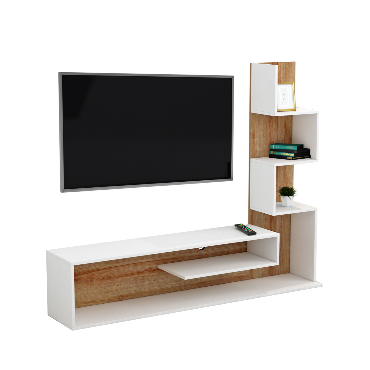 syntheto-tileorasis-fb9890811-melamini-s ΣΥΝΘΕΤΟ ΤΗΛΕΟΡΑΣΗΣ EDELIE HM8908.11 ΜΕΛΑΜΙΝΗ ΣΕ ΛΕΥΚΟ-ΦΥΣΙΚΟ 150x29,5x120Υεκ. - Image 1