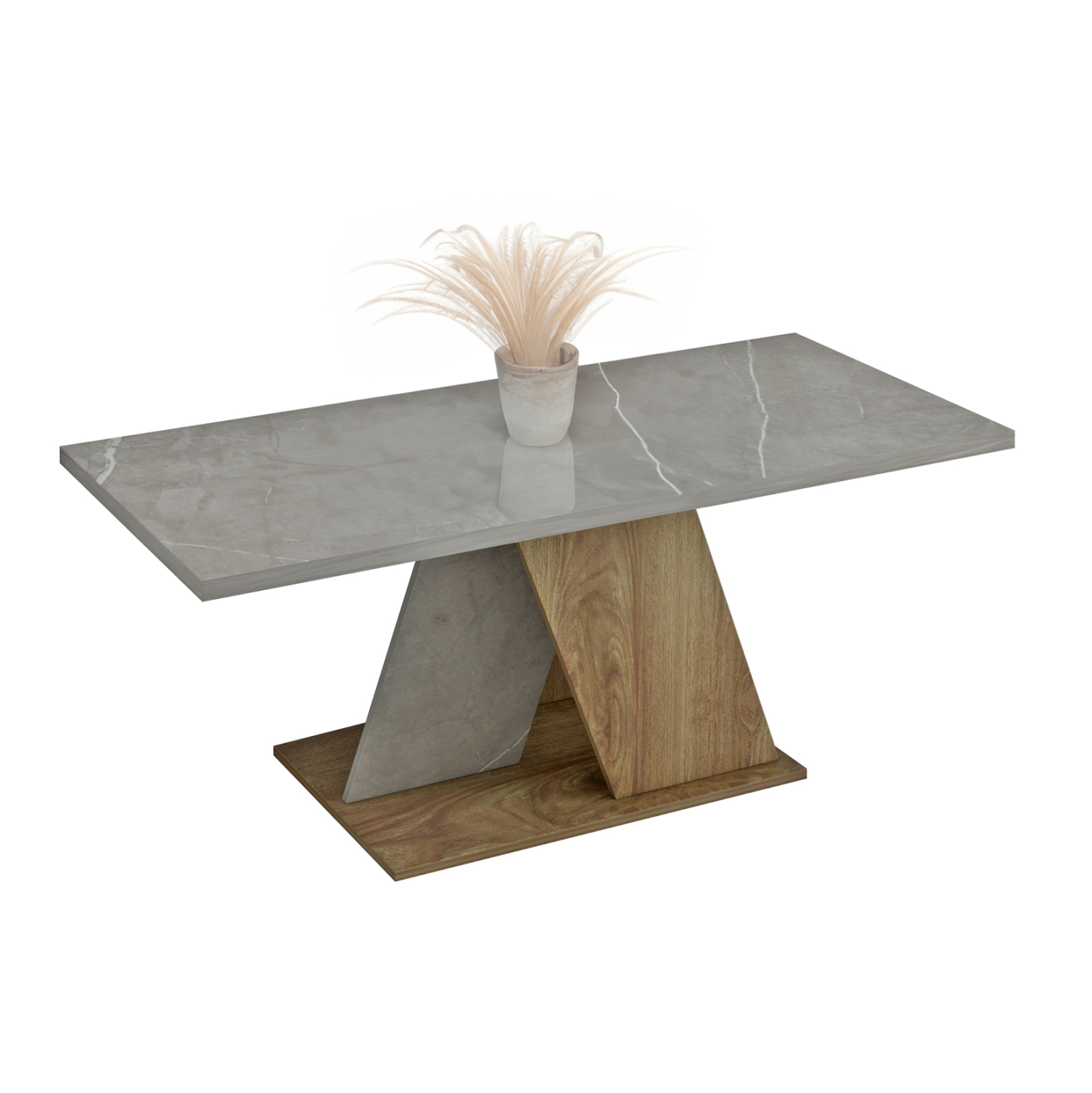 trapezi-salonioy-fb9952802-melamini-se-s ΤΡΑΠΕΖΙ ΣΑΛΟΝΙΟΥ DILE HM9528.02 ΜΕΛΑΜΙΝΗ ΣΕ STONE TEXTURE ΓΚΡΙ-ΦΥΣΙΚΟ 110x55x47Υεκ. - Image 1