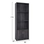 ΒΙΒΛΙΟΘΗΚΗ ΜΕΛΑΜΙΝΗΣ HAYDEN HM2269.01 ΣΕ ΑΝΘΡΑΚΙ ΧΡΩΜΑ 60x30x174 εκ. - Image 2