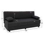 ΚΑΝΑΠΕΣ ΚΡΕΒΑΤΙ ΤΡΙΘΕΣΙΟΣ ΓΚΡΙ HM3239.03 180x72x77 εκ. - Image 2