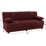 ΚΑΝΑΠΕΣ ΚΡΕΒΑΤΙ ANDRI ΤΡΙΘΕΣΙΟΣ ΚΟΚΚΙΝΟ HM3239.06 180x72x77 εκ. - Image 2