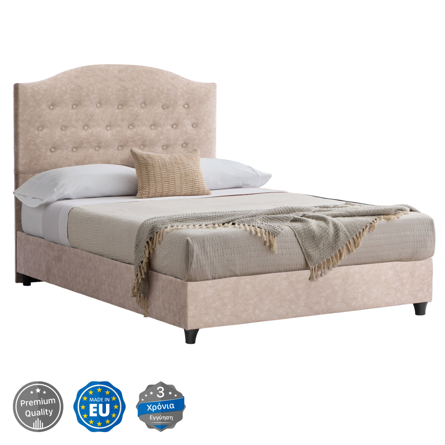 krebati-apo-mpez-yfasma-nubuck-fb964722- ΚΡΕΒΑΤΙ MALENA ΑΠΟ ΜΠΕΖ ΥΦΑΣΜΑ NUBUCK HM647.22 ΓΙΑ ΣΤΡΩΜΑ 120x200 εκ. - Image 1
