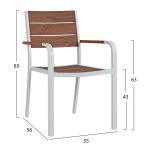 ΠΟΛΥΘΡΟΝΑ ΑΛΟΥΜΙΝΙΟΥ SAGA ΛΕΥΚΗ ΜΕ POLYWOOD HM5127.01 55x56x85Υ εκ. - Image 2
