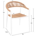 ΠΟΛΥΘΡΟΝΑ ΑΛΟΥΜΙΝΙΟΥ GRET HM5854.01 ΛΕΥΚΗ PE RATTAN ΜΠΕΖ 56x55,5x78Υεκ. - Image 2