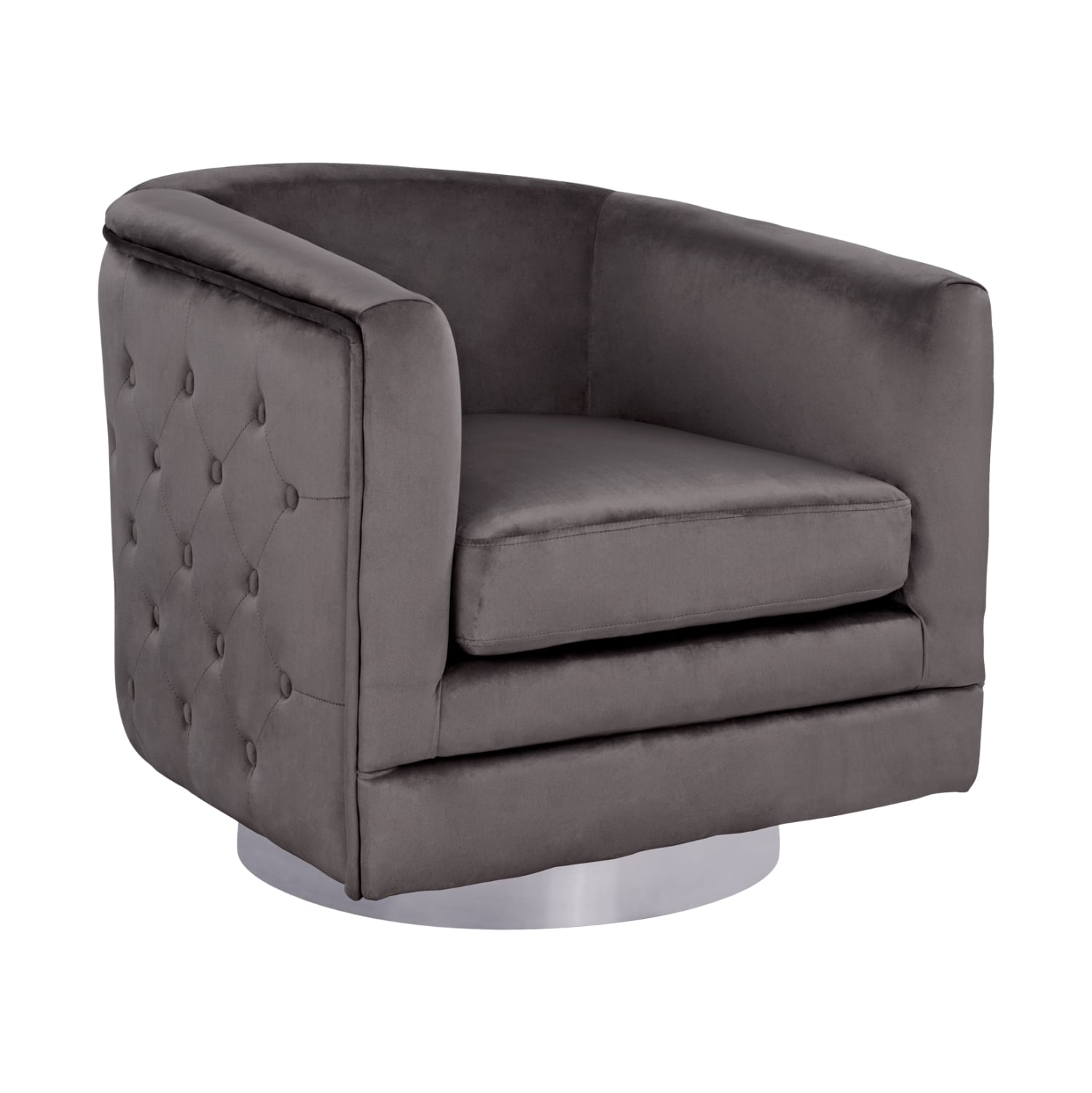 polythrona-apo-beloydo-fb9849401-se-gkri ΠΟΛΥΘΡΟΝΑ OPHELIA ΑΠΟ ΒΕΛΟΥΔΟ HM8494.01 ΣΕ ΓΚΡΙ ΑΠΟΧΡΩΣΗ ΜΕ ΑΣΗΜΙ ΒΑΣΗ 80x80x76 εκ. - Image 1