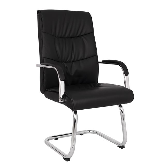 polythrona-episkepti-hm104511-mayro-pu-m ΠΟΛΥΘΡΟΝΑ JACOB HM1045.11 ΜΑΥΡΟ PU ΜΕ ΒΑΣΗ ΧΡΩΜΙΟΥ 57x66,5x102 cm - Image 1