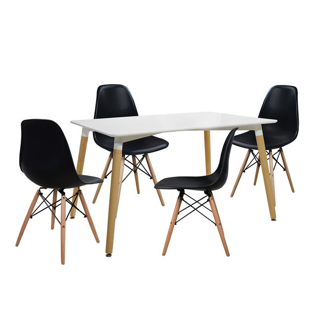 set-trapezaria-5t-trapezi-minimal-120ch8 ΣΕΤ ΤΡΑΠΕΖΑΡΙΑ 5Τ ΤΡΑΠΕΖΙ MINIMAL 120x80x73 cm-TWIST ΜΑΥΡΕΣ HM10080.02 - Image 1