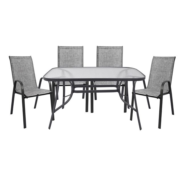 set-trapezarias-5tmch-me-4-karekles-trap ΣΕΤ ΤΡΑΠΕΖΑΡΙΑΣ ΓΚΡΙ ΜΕΤΑΛΛΙΚΟ 5ΤΜΧ ΜΕ 4 ΚΑΡΕΚΛΕΣ & ΤΡΑΠΕΖΙ 140Χ80 HM5200.01 - Image 1
