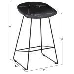 ΣΚΑΜΠΟ ΜΠΑΡ NAILA HM9299.02 ΜΑΥΡΟ ΜΕΣΑΙΟΥ ΥΨΟΥΣ 44x44x74Yεκ. - Image 2