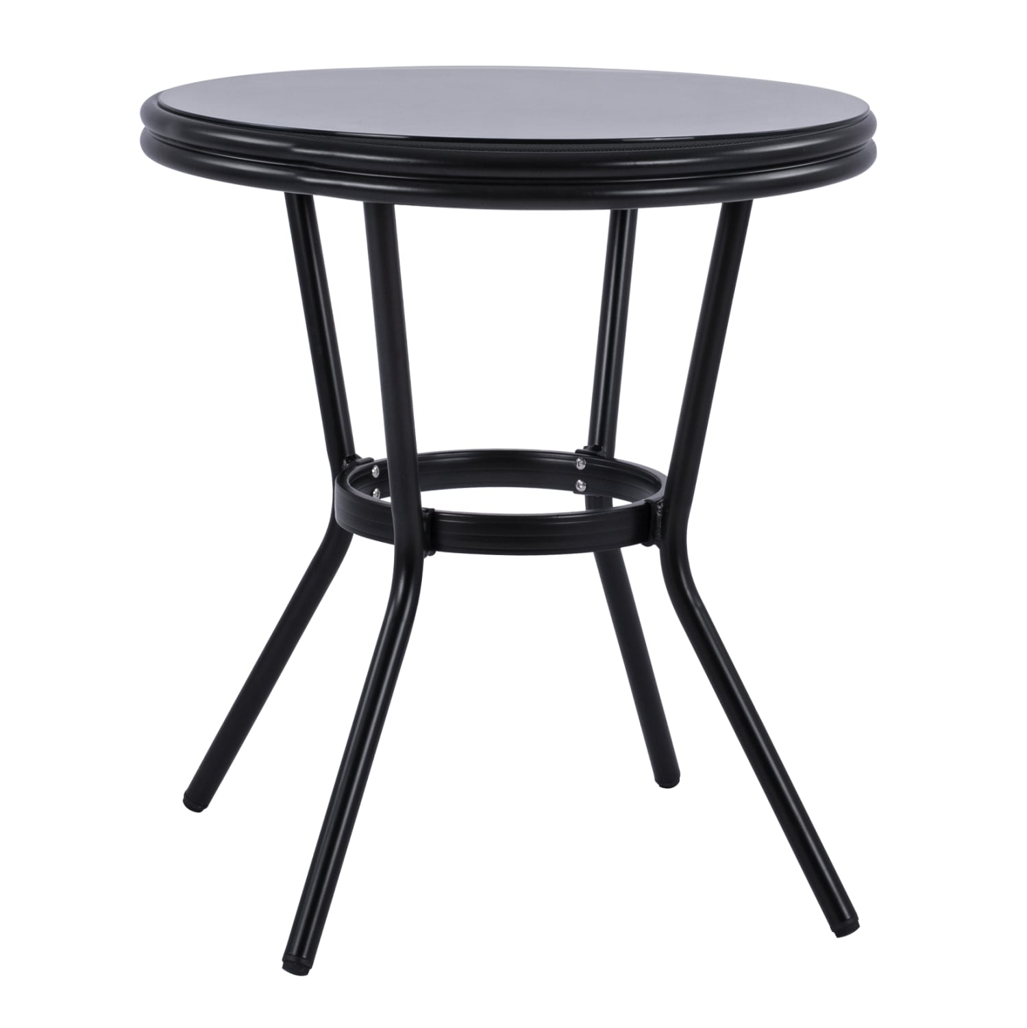 trapezi-aloyminioy-f70-bamboo-fb9553202- ΤΡΑΠΕΖΙ ΑΛΟΥΜΙΝΙΟΥ MOSES Φ70 BAMBOO LOOK HM5532.02 ΜΑΥΡΟ ΜΕ ΓΥΑΛΙ Φ70X76 εκ - Image 1