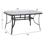 ΤΡΑΠΕΖΙ BRUNO 150X90Χ72Υεκ. ΚΑΦΕ ΜΕΤΑΛΛΙΚΟ ΜΕ ΓΥΑΛΙΝΗ ΕΠΙΦΑΝΕΙΑ HM5145.02 - Image 2