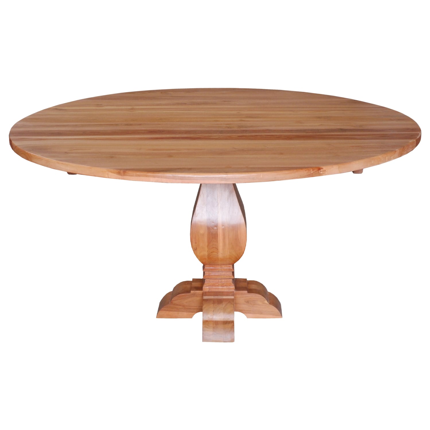 trapezi-stroggylo-teak-xylo-skalisto-pod ΤΡΑΠΕΖΙ ΣΤΡΟΓΓΥΛΟ VEDU HM9464.01 ΤΕΑΚ ΞΥΛΟ ΣΚΑΛΙΣΤΟ ΠΟΔΙ Φ150x78Υεκ. - Image 1