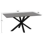 ΤΡΑΠΕΖΙ ΤΡΑΠΕΖΑΡΙΑΣ SYNTEC HM9308.01 SINTERED STONE ΜΑΥΡΟ ΜΕΤΑΛΛΙΚΑ ΠΟΔΙΑ 160x90x75Y εκ. - Image 2