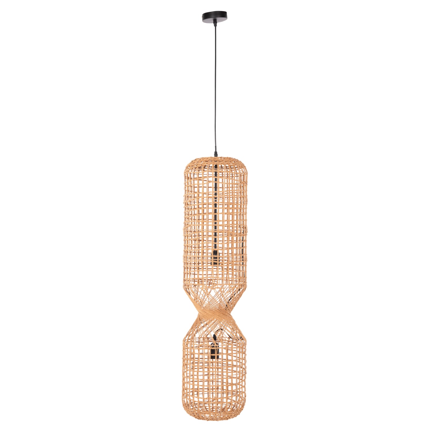fotistiko-orofis-kremasto-fb94344-kylind ΦΩΤΙΣΤΙΚΟ ΟΡΟΦΗΣ ΚΡΕΜΑΣΤΟ HM4344 ΚΥΛΙΝΔΡΙΚΟ ΑΠΟ PAPER ROPE ΜΠΕΖ-2 ΛΑΜΠΕΣ Φ25x100-160Υεκ. - Image 1