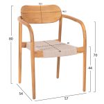 ΠΟΛΥΘΡΟΝΑ OSLO HM9636.07 ΞΥΛΟ TEAK ΦΥΣΙΚΟ & ΜΠΕΖ ΣΧΟΙΝΙ 55x54x80Yεκ. - Image 2
