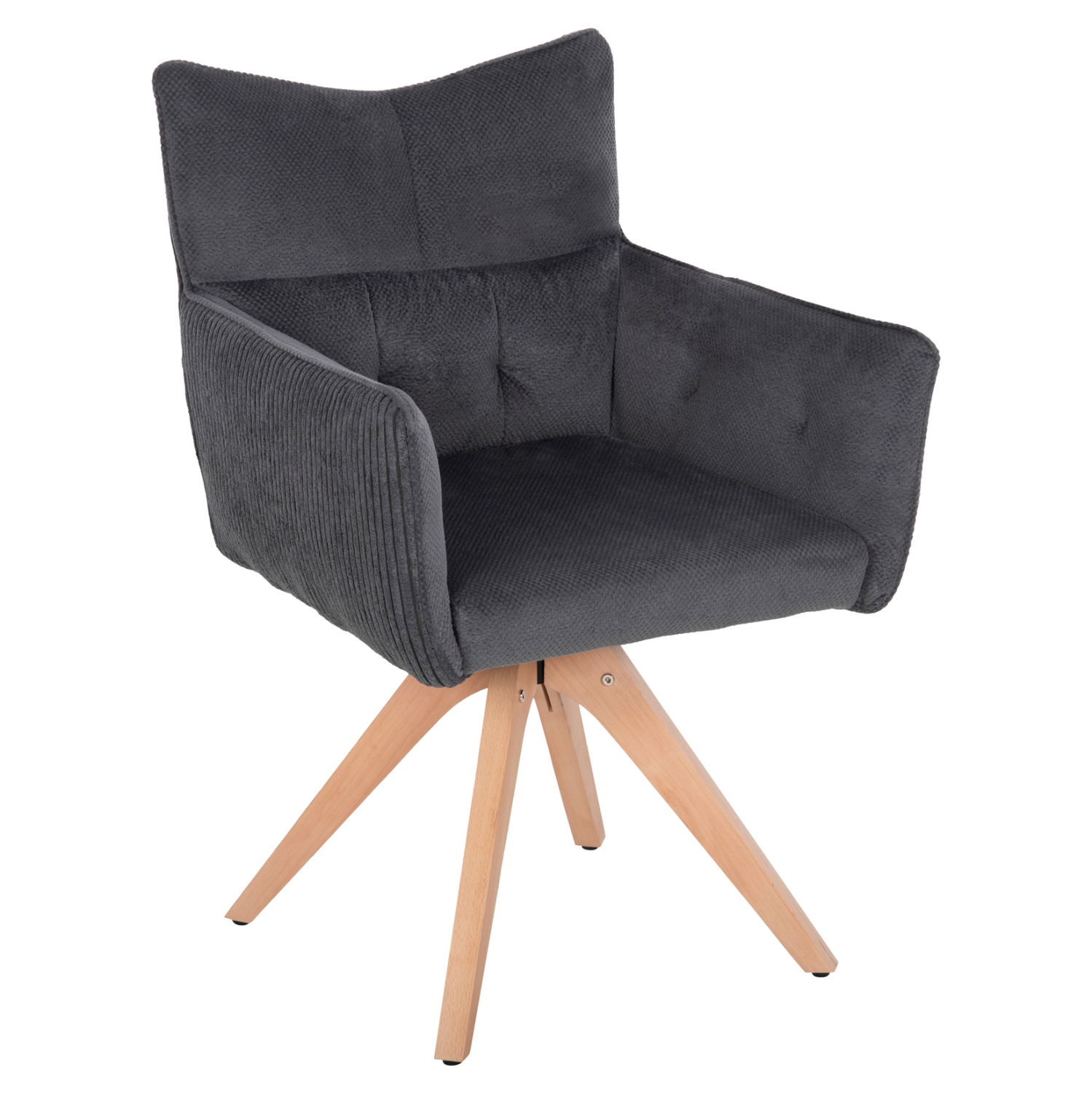 polythronaki-fb9984303-gkri-yfasma-xylo- ΠΟΛΥΘΡΟΝΑ ΤΡΑΠΕΖΑΡΙΑΣ QUILL HM9843.03 ΓΚΡΙ ΥΦΑΣΜΑ-ΞΥΛΟ ΟΞΙΑΣ ΠΟΔΙΑ 61x57,5x91Υεκ. - Image 1
