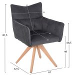 ΠΟΛΥΘΡΟΝΑ ΤΡΑΠΕΖΑΡΙΑΣ QUILL HM9843.03 ΓΚΡΙ ΥΦΑΣΜΑ-ΞΥΛΟ ΟΞΙΑΣ ΠΟΔΙΑ 61x57,5x91Υεκ. - Image 2