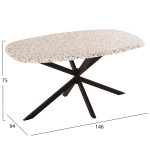 ΤΡΑΠΕΖΙ ΟΒΑΛ RODDEN HM11903.03 ΜΕ WERZALIT TERRAZZO-ΜΑΥΡΗ ΧΙΑΣΤΙ ΒΑΣΗ 146x94x75Υεκ - Image 2
