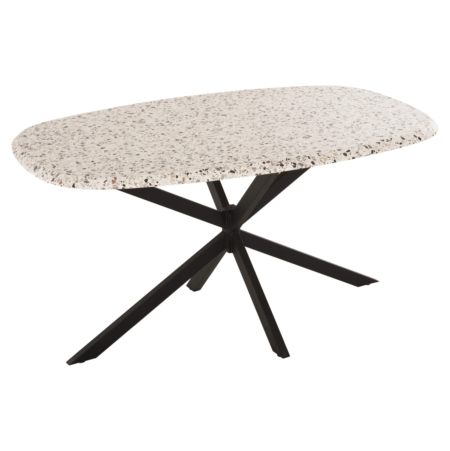 trapezi-obal-fb91190303-me-werzalit-terr ΤΡΑΠΕΖΙ ΟΒΑΛ RODDEN HM11903.03 ΜΕ WERZALIT TERRAZZO-ΜΑΥΡΗ ΧΙΑΣΤΙ ΒΑΣΗ 146x94x75Υεκ - Image 1