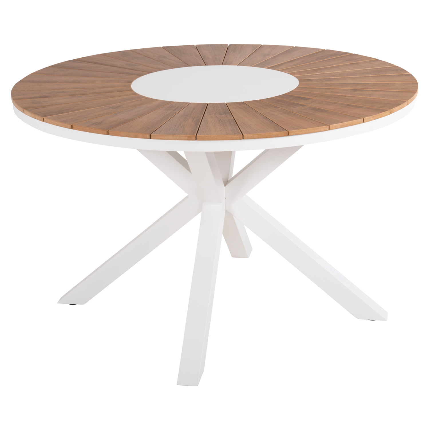 trapezi-stroggylo-exchoroy-fb9604102-alo ΤΡΑΠΕΖΙ ΣΤΡΟΓΓΥΛΟ ΕΞ.ΧΩΡΟΥ MORIL HM6041.02 ΑΛΟΥΜΙΝΙΟ ΛΕΥΚΟ-POLYWOOD ΦΥΣΙΚΟ Φ120εκ. - Image 1