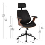 ΚΑΡΕΚΛΑ ΓΡΑΦΕΙΟΥ ΔΙΕΥΘΥΝΤΙΚΗ SUPERIOR PRO HM1109.01 ΚΑΡΥΔΙ-ΜΑΥΡO PU 63x67x123Yεκ. - Image 4