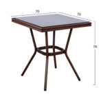 ΤΡΑΠΕΖΙ ΑΛΟΥΜΙΝΙΟΥ HARLOW 70X70X76Υ ΜΕ ΟΨΗ BAMBOO HM5568.03 ΚΑΦΕ ΜΕ ΓΥΑΛΙ - Image 3