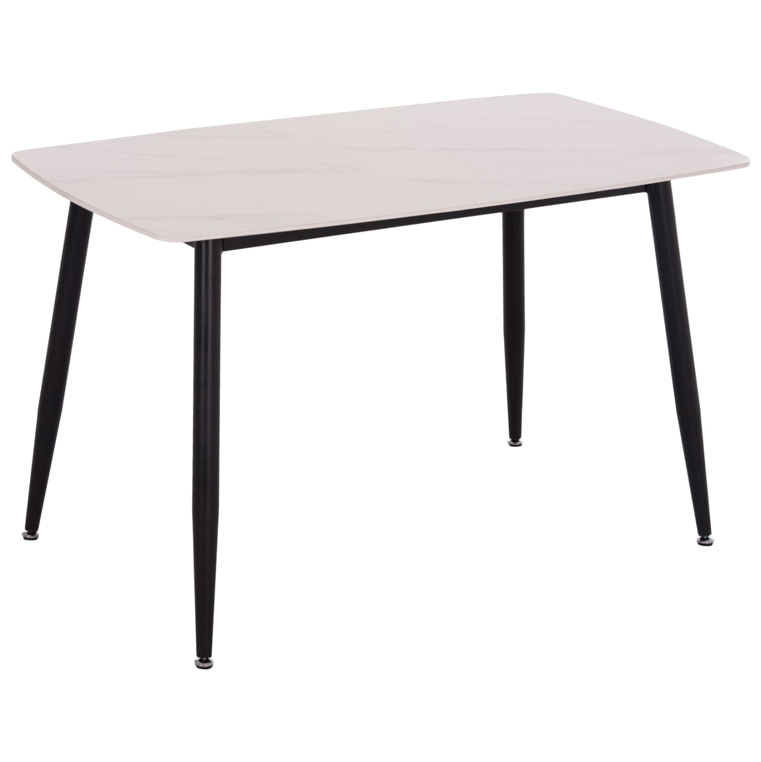 trapezi-fb9985401-keramiko-top-mat-leyko ΤΡΑΠΕΖΙ RAVEN HM9854.01 ΚΕΡΑΜΙΚΟ TOP ΜΑΤ ΛΕΥΚΟ ΜΑΡΜΑΡΟ-ΜΑΥΡΟ ΜΕΤΑΛΛΟ 120x70x73Υεκ. - Image 1