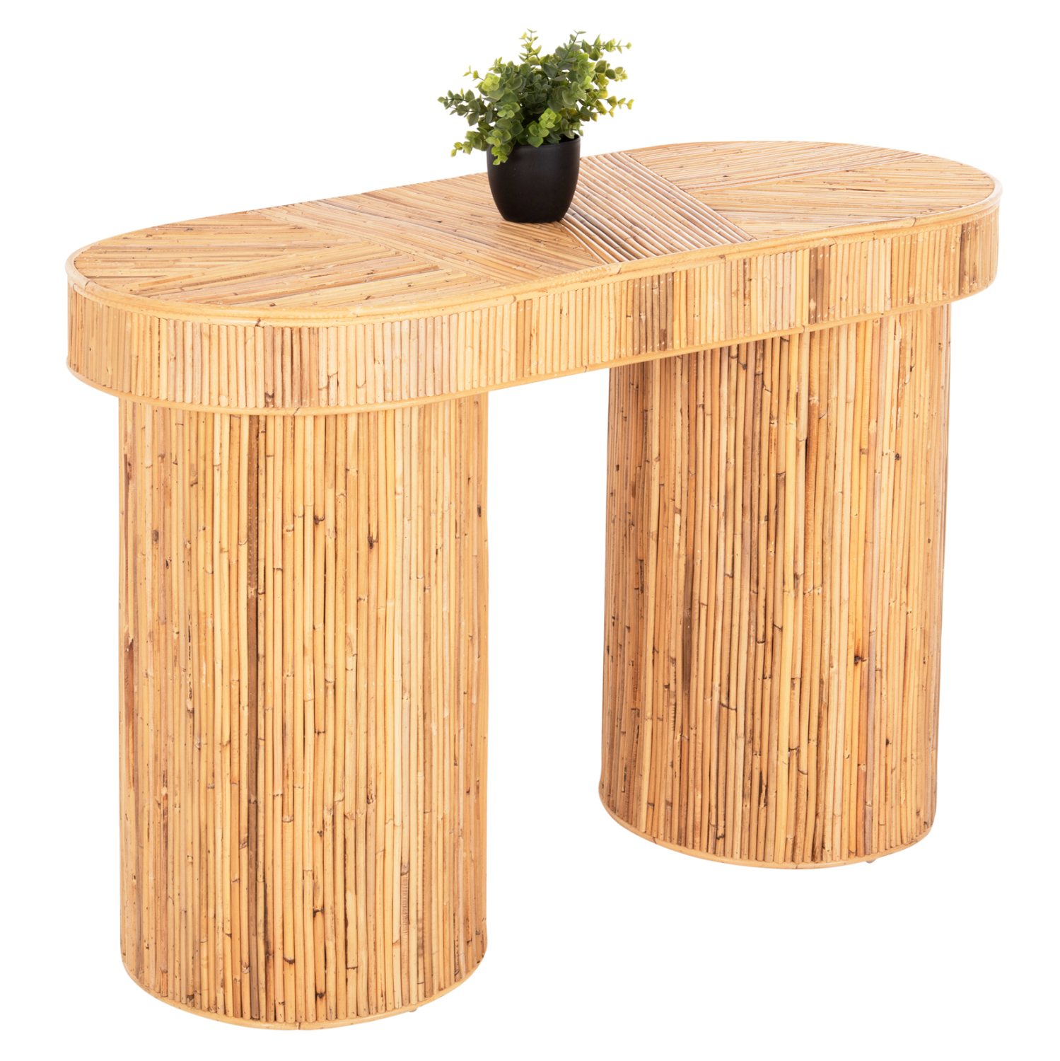 konsola-obal-fb99871-fysiko-rattan-se-fy ΚΟΝΣΟΛΑ ΟΒΑΛ GATSBY HM9871 ΦΥΣΙΚΟ RATTAN ΣΕ ΦΥΣΙΚΟ ΧΡΩΜΑ 110x45x74,5Υεκ. - Image 1