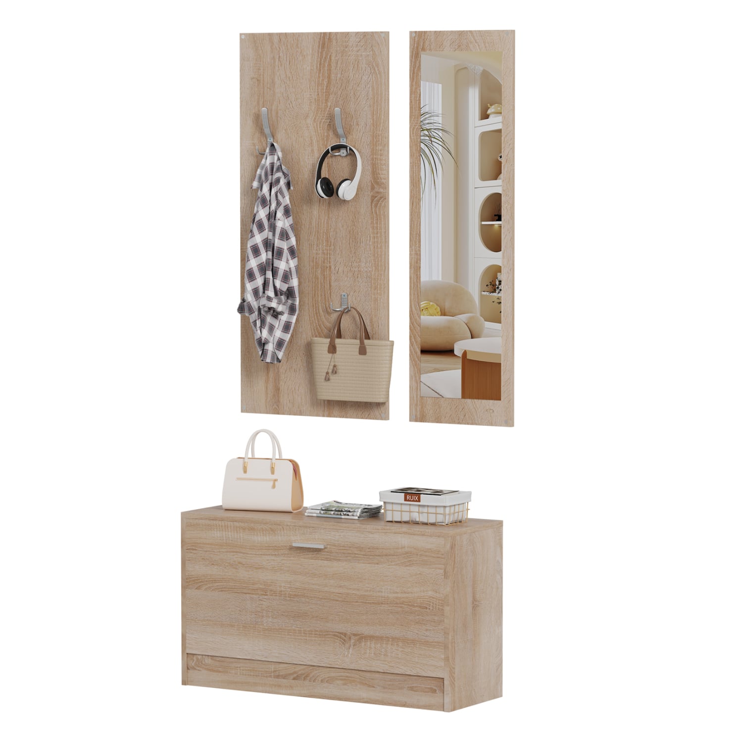 set-eisodoy-me-kathrepti-fb9247601-melam ΣΕΤ ΕΙΣΟΔΟΥ ΜΕ ΚΑΘΡΕΠΤΗ VERN HM2476.01 ΜΕΛΑΜΙΝΗ ΣΕ ΣΟΝΑΜΑ 80x27x175Υεκ - Image 1