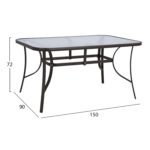 ΤΡΑΠΕΖΙ BRUNO 150X90Χ72Υεκ. ΚΑΦΕ ΜΕΤΑΛΛΙΚΟ ΜΕ ΓΥΑΛΙΝΗ ΕΠΙΦΑΝΕΙΑ HM5145.02 - Image 4
