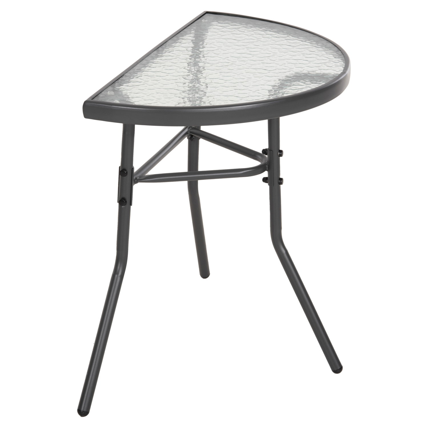 trapezi-imikykliko-fb9596701-metalliko-g ΤΡΑΠΕΖΙ ΗΜΙΚΥΚΛΙΚΟ LIMA HM5967.01 ΜΕΤΑΛΛΙΚΟ ΓΚΡΙ ΜΕ ΓΥΑΛΙΝΟ TOP 70x40x64,5Υεκ. - Image 1