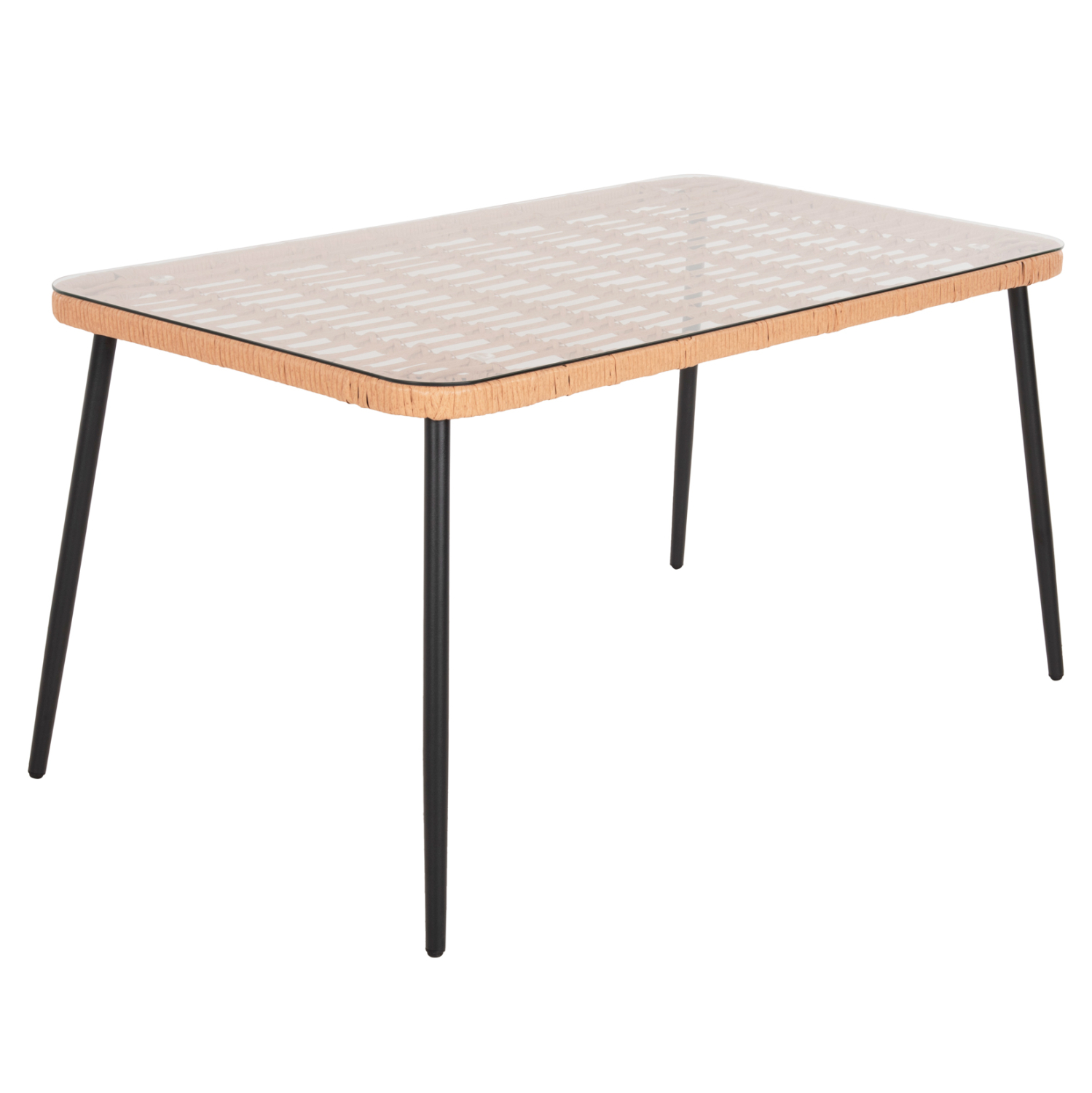 trapezi-orthogonio-fb9553711-metalmayro- ΤΡΑΠΕΖΙ ΟΡΘΟΓΩΝΙΟ ALLEGRA HM5537.11 ΜΕΤΑΛ.ΜΑΥΡΟ-P.E. RATTAN ΦΥΣΙΚΟ 139,5x79,5x73Υεκ. - Image 1