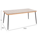 ΤΡΑΠΕΖΙ ΟΡΘΟΓΩΝΙΟ ALLEGRA HM5538.11 ΜΕΤΑΛ.ΜΑΥΡΟ-P.E. RATTAN ΦΥΣΙΚΟ 159,5x89,5x72Υεκ. - Image 2