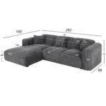 ΚΑΝΑΠΕΣ ΓΩΝΙΑ (ΑΡΙΣΤΕΡΗ) BRICKEN HM3275.04L ΑΝΘΡΑΚΙ ΥΦΑΣΜΑ 110-282x98-160x72Υεκ. - Image 2