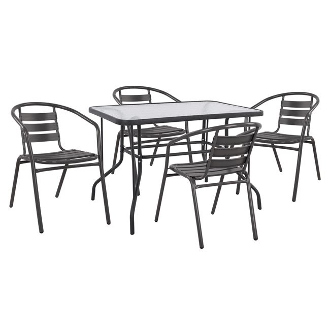 set-5tmch-me-trapezi-adam-110ch60ch71y-p ΣΕΤ ΤΡΑΠΕΖΑΡΙΑΣ 5ΤΜΧ ADAM HM21220.01 ΚΑΡΕΚΛΕΣ ΜΕΤΑΛΛΙΚΕΣ & ΤΡΑΠΕΖΙ 110x60 ΓΚΡΙ - Image 1