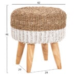 ΣΚΑΜΠΟ BEAM HM7827.01 ΞΥΛΟ ΤΕΑΚ ΚΑΙ SEAGRASS ΣΕ ΦΥΣΙΚΟ & ΛΕΥΚΟ Φ42x46Yεκ. - Image 2