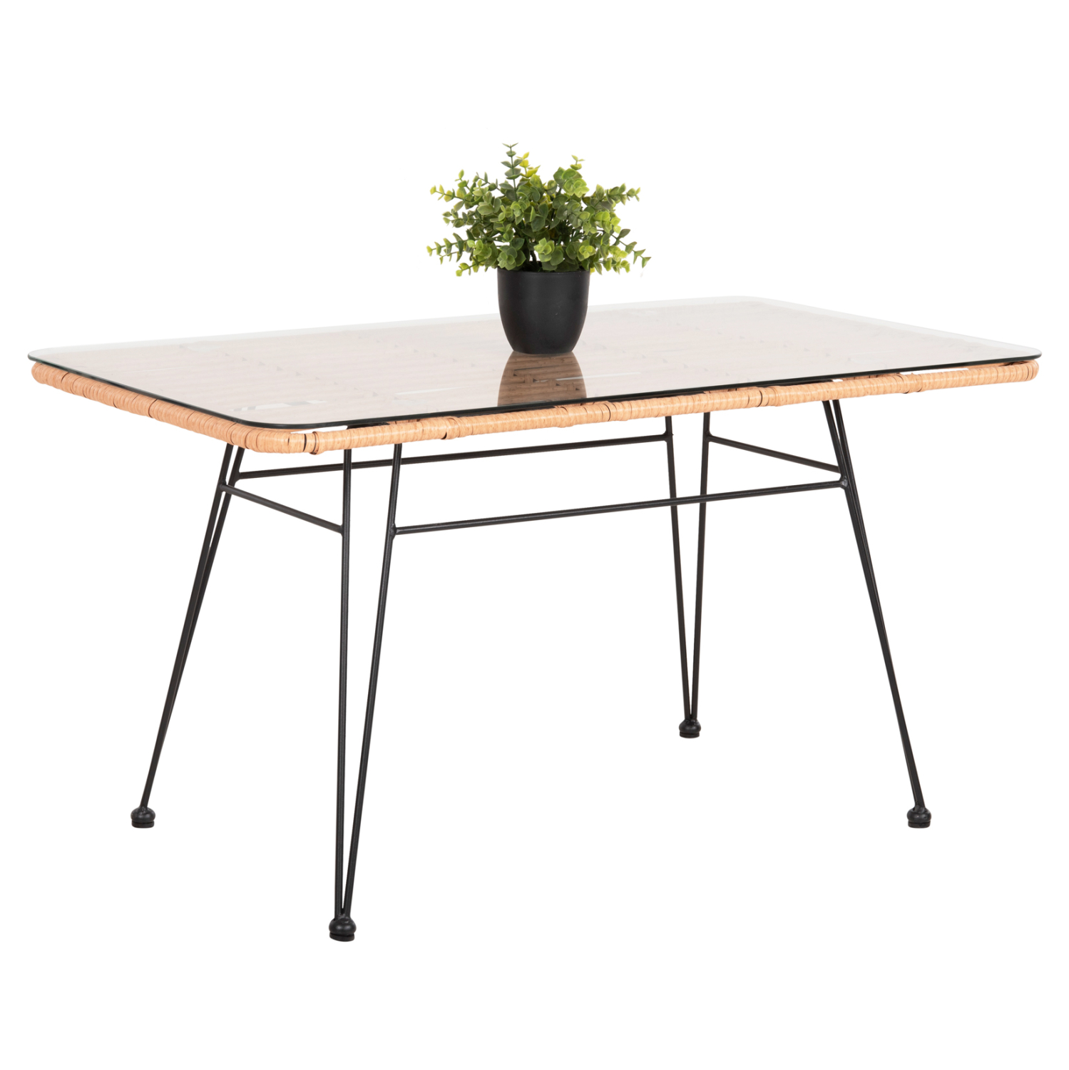 trapezi-exchoroy-chamilo-fb96076-mayro-m ΤΡΑΠΕΖΙ ΕΞ.ΧΩΡΟΥ ΧΑΜΗΛΟ ALLEGRA HM6076 ΜΑΥΡΟ ΜΕΤΑΛΛΟ-ΜΠΕΖ WICKER 95X55X51.5Yεκ. - Image 1