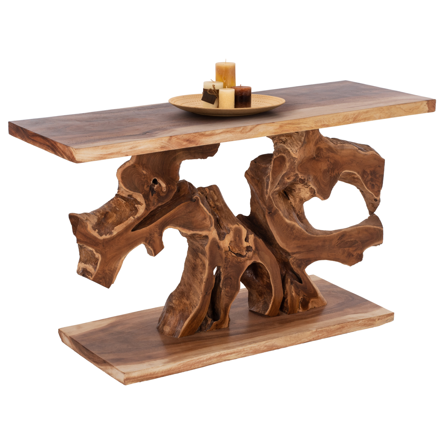 konsola-fb99357-apo-masif-xylo-teak-fysi ΚΟΝΣΟΛΑ HM9357 ΑΠΟ ΜΑΣΙΦ ΞΥΛΟ ΤEAK ΦΥΣΙΚΟ 150X40X80YEK. - Image 1