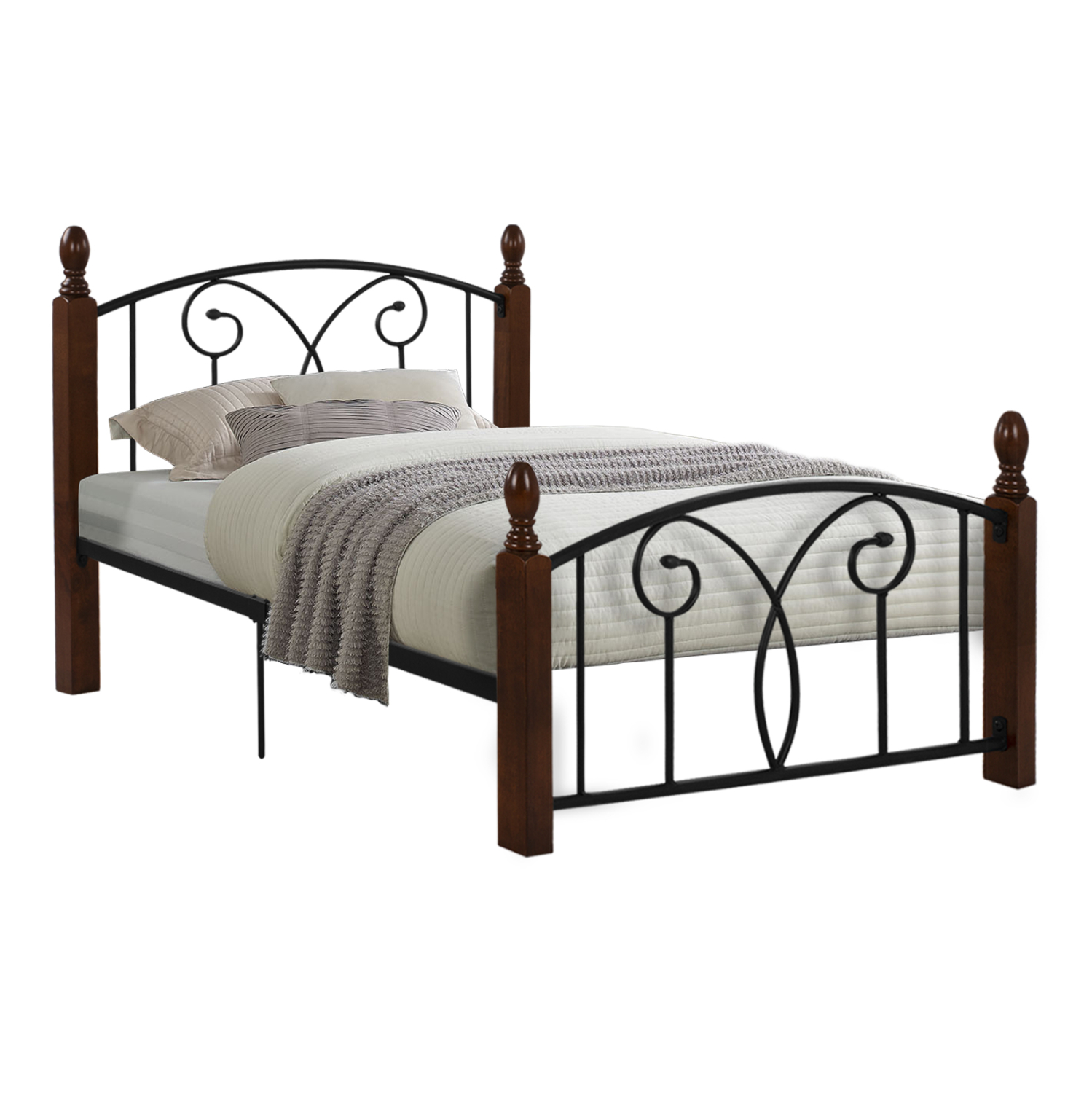 krebati-fb9600-metallo-xylo-gia-stroma-1-9 ΚΡΕΒΑΤΙ SUZIE HM600 ΜΕΤΑΛΛΟ RUBBERWOOD ΓΙΑ ΣΤΡΩΜΑ 110Χ190 εκ. - Image 1