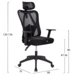 ΚΑΡΕΚΛΑ ΓΡΑΦΕΙΟΥ MEXER HM1195.01 ΜΑΥΡΟ MESH-PP ΒΑΣΗ 68x70x136Υεκ. - Image 2