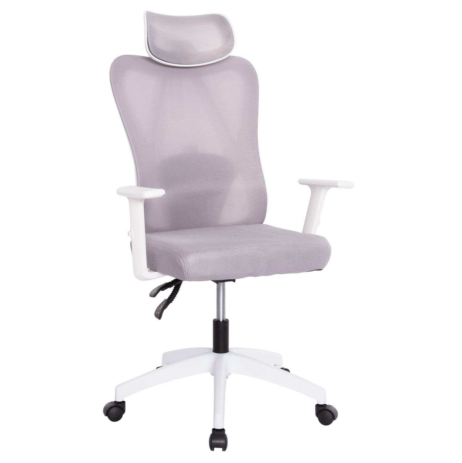 karekla-grafeioy-fb9119502-gkri-mesh-pp- ΚΑΡΕΚΛΑ ΓΡΑΦΕΙΟΥ MEXER HM1195.02 ΓΚΡΙ MESH-PP ΒΑΣΗ-ΣΚΕΛΕΤΟΣ ΛΕΥΚΟΣ 68x70x136Υεκ. - Image 1