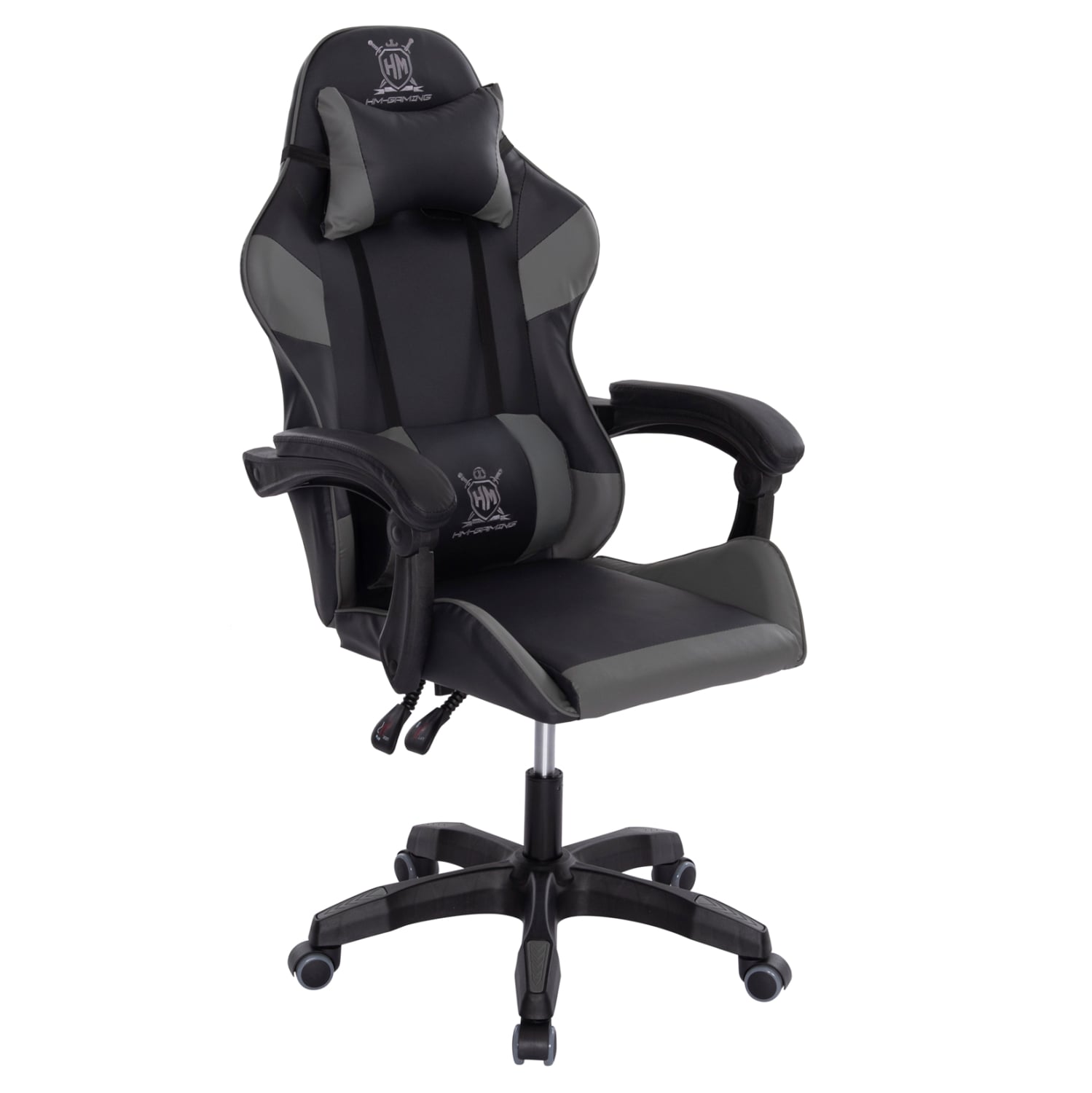 polythrona-gaming-fb9120310-mayro-gkri-p ΠΟΛΥΘΡΟΝΑ GAMING DARREN HM1203.10 ΜΑΥΡΟ-ΓΚΡΙ PVC 60x60x120Υεκ. - Image 1