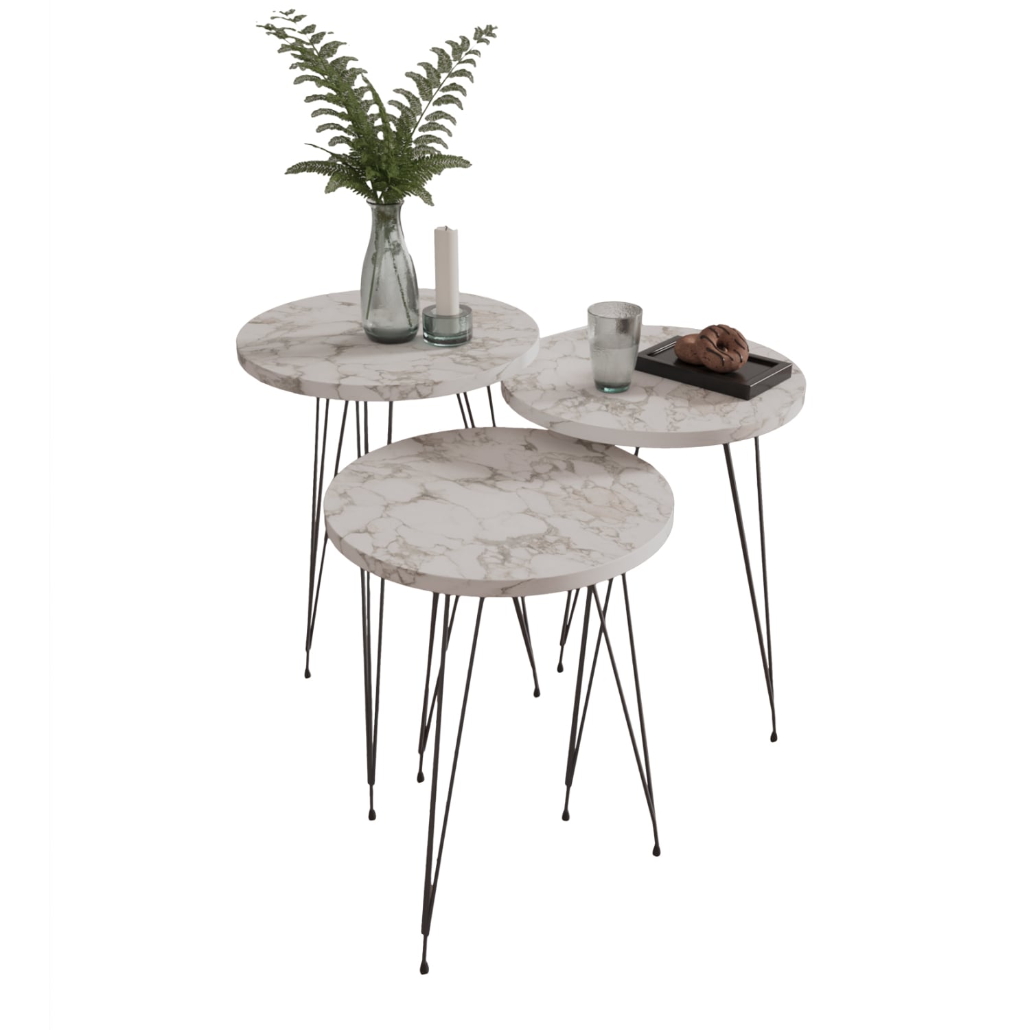 set-boithtrapezakia-fb91817301-melamini- ΣΕΤ ΒΟΗΘ.ΤΡΑΠΕΖΑΚΙΑ NISSA HM18173.01 ΜΕΛΑΜΙΝΗ ΛΕΥΚΟ ΜΑΡΜΑΡΟ-ΜΑΥΡΑ ΜΕΤΑΛ.ΠΟΔΙΑ - Image 1
