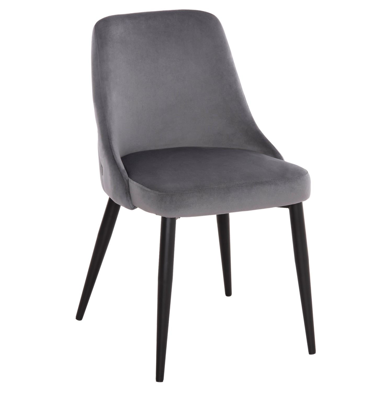 karekla-fb9852711-beloydo-gkri-me-mayra- ΚΑΡΕΚΛΑ SERENITY HM8527.11 ΒΕΛΟΥΔΟ ΓΚΡΙ ΜΕ ΜΑΥΡΑ ΜΕΤΑΛΛΙΚΑ ΠΟΔΙΑ 51x54x83,5Υεκ. - Image 1