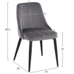 ΚΑΡΕΚΛΑ SERENITY HM8527.11 ΒΕΛΟΥΔΟ ΓΚΡΙ ΜΕ ΜΑΥΡΑ ΜΕΤΑΛΛΙΚΑ ΠΟΔΙΑ 51x54x83,5Υεκ. - Image 2