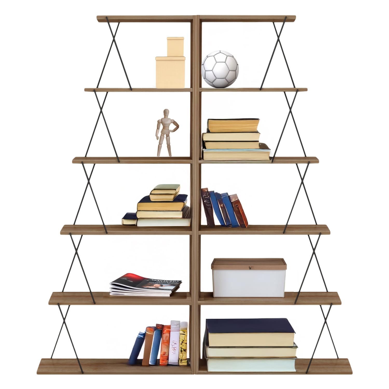 set-bibliothikes-2tmch-fb91177214-melami ΣΕΤ ΒΙΒΛΙΟΘΗΚΕΣ 2ΤΜΧ MINI TARS HM11772.14 ΜΕΛΑΜΙΝΗ ΦΥΣΙΚΟ OAK-ΜΑΥΡΟ 65x24x146Υεκ.(x2) - Image 1